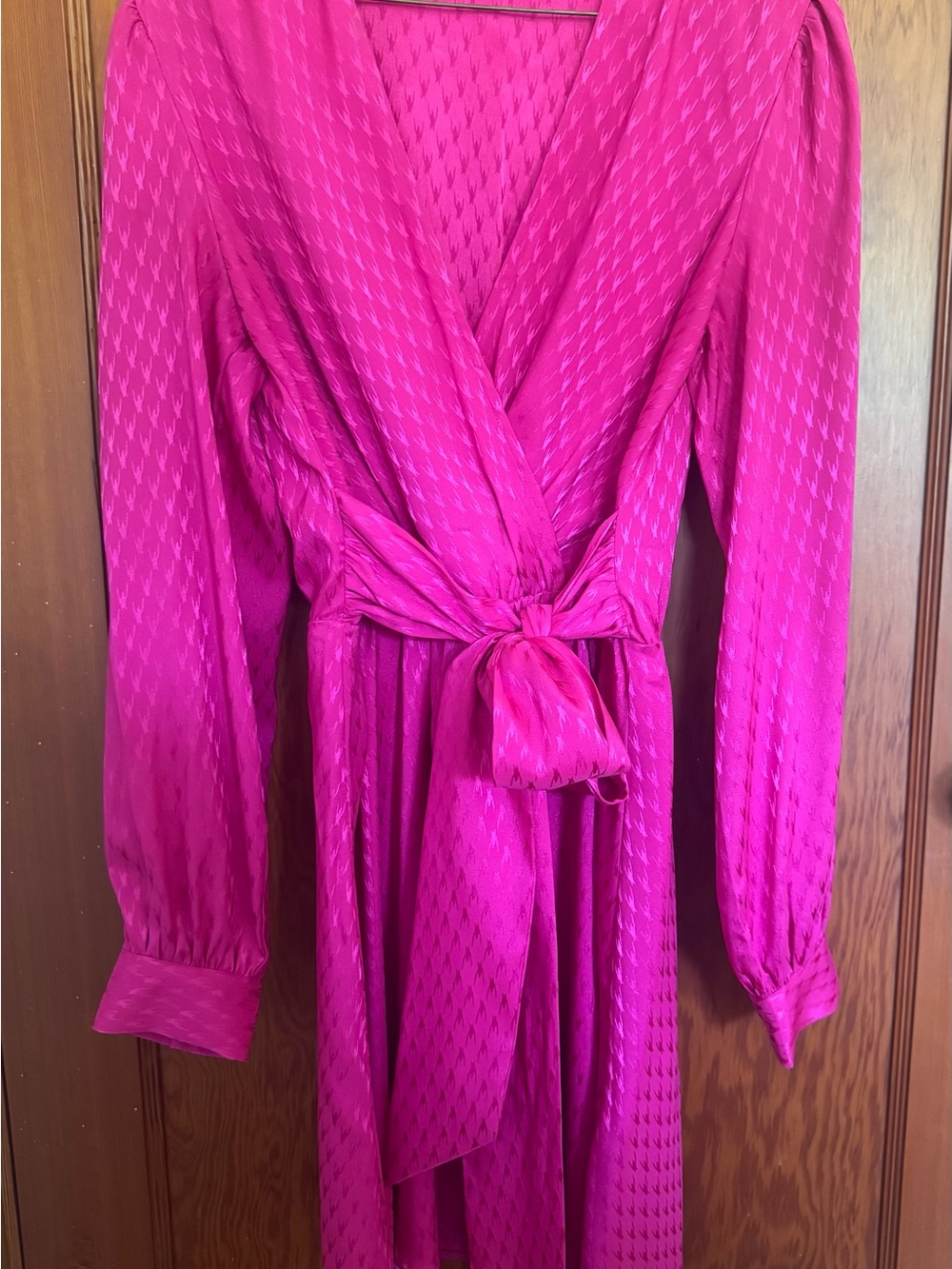 Express Women's Hot Pink Long Sleeve Wrap Dress